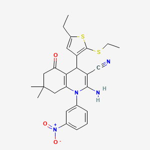 2-Amino-4-[5-ethyl-2-(ethylsulfanyl)-3-thienyl]-7,7-dimethyl-1-(3-nitrophenyl)-5-oxo-1,4,5,6,7,8-hexahydro-3-quinolinecarbonitrile