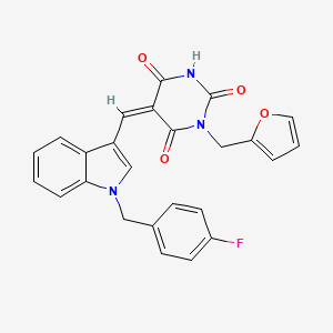 (5Z)-5-{[1-(4-fluorobenzyl)-1H-indol-3-yl]methylidene}-1-(furan-2-ylmethyl)pyrimidine-2,4,6(1H,3H,5H)-trione