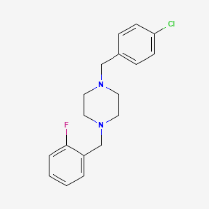 molecular formula C18H20ClFN2 B11639380 1-[(4-Chlorophenyl)methyl]-4-[(2-fluorophenyl)methyl]piperazine 