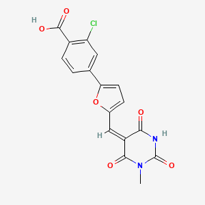 2-chloro-4-{5-[(E)-(1-methyl-2,4,6-trioxotetrahydropyrimidin-5(2H)-ylidene)methyl]furan-2-yl}benzoic acid