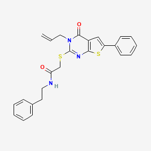 2-{[4-oxo-6-phenyl-3-(prop-2-en-1-yl)-3,4-dihydrothieno[2,3-d]pyrimidin-2-yl]sulfanyl}-N-(2-phenylethyl)acetamide