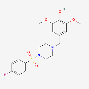 molecular formula C19H23FN2O5S B11639429 4-({4-[(4-Fluorophenyl)sulfonyl]piperazin-1-yl}methyl)-2,6-dimethoxyphenol 