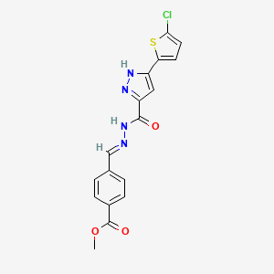 Methyl 4-((2-(5-(5-chlorothiophen-2-yl)-1H-pyrazole-3-carbonyl)hydrazono)methyl)benzoate