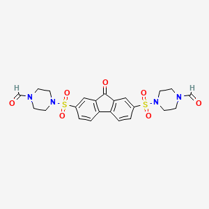 molecular formula C23H24N4O7S2 B11639488 4,4'-[(9-oxo-9H-fluorene-2,7-diyl)disulfonyl]dipiperazine-1-carbaldehyde 