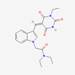 molecular formula C21H24N4O4 B11639550 N,N-diethyl-2-{3-[(E)-(1-ethyl-2,4,6-trioxotetrahydropyrimidin-5(2H)-ylidene)methyl]-1H-indol-1-yl}acetamide 