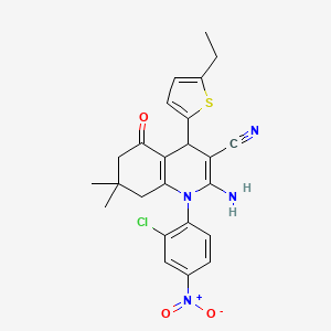 2-Amino-1-(2-chloro-4-nitrophenyl)-4-(5-ethylthiophen-2-yl)-7,7-dimethyl-5-oxo-1,4,5,6,7,8-hexahydroquinoline-3-carbonitrile