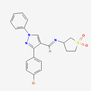 molecular formula C20H18BrN3O2S B11639571 N-{(E)-[3-(4-bromophenyl)-1-phenyl-1H-pyrazol-4-yl]methylidene}tetrahydrothiophen-3-amine 1,1-dioxide 