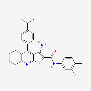 molecular formula C28H28ClN3OS B11639574 3-amino-N-(3-chloro-4-methylphenyl)-4-[4-(propan-2-yl)phenyl]-5,6,7,8-tetrahydrothieno[2,3-b]quinoline-2-carboxamide 