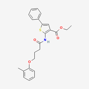 molecular formula C24H25NO4S B11639594 Ethyl 2-[4-(2-methylphenoxy)butanoylamino]-5-phenylthiophene-3-carboxylate 