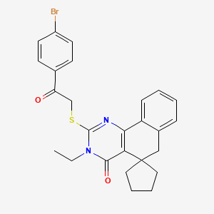 molecular formula C26H25BrN2O2S B11639617 2-{[2-(4-bromophenyl)-2-oxoethyl]sulfanyl}-3-ethyl-3H-spiro[benzo[h]quinazoline-5,1'-cyclopentan]-4(6H)-one 