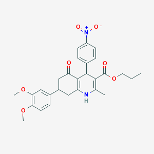 Propyl 7-(3,4-dimethoxyphenyl)-2-methyl-4-(4-nitrophenyl)-5-oxo-1,4,5,6,7,8-hexahydroquinoline-3-carboxylate