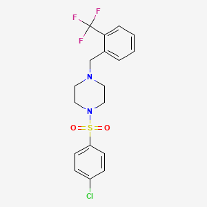 molecular formula C18H18ClF3N2O2S B11639671 1-[(4-Chlorophenyl)sulfonyl]-4-[2-(trifluoromethyl)benzyl]piperazine 