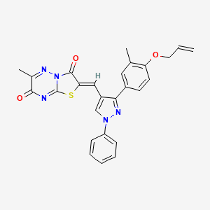 (2Z)-6-methyl-2-({3-[3-methyl-4-(prop-2-en-1-yloxy)phenyl]-1-phenyl-1H-pyrazol-4-yl}methylidene)-7H-[1,3]thiazolo[3,2-b][1,2,4]triazine-3,7(2H)-dione