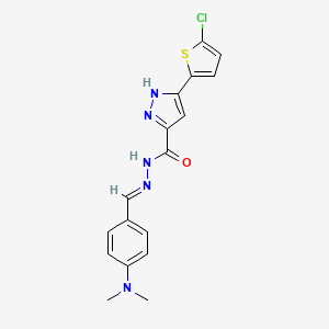 molecular formula C17H16ClN5OS B11639690 3(5-CL-2-Thienyl)-N'-(4-(dimethylamino)benzylidene)-1H-pyrazole-5-carbohydrazide 