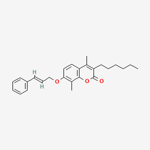 3-hexyl-4,8-dimethyl-7-{[(2E)-3-phenylprop-2-en-1-yl]oxy}-2H-chromen-2-one