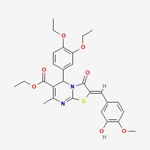 ethyl (2Z)-5-(3,4-diethoxyphenyl)-2-(3-hydroxy-4-methoxybenzylidene)-7-methyl-3-oxo-2,3-dihydro-5H-[1,3]thiazolo[3,2-a]pyrimidine-6-carboxylate