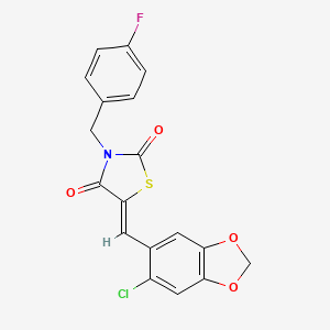 (5Z)-5-[(6-chloro-1,3-benzodioxol-5-yl)methylidene]-3-(4-fluorobenzyl)-1,3-thiazolidine-2,4-dione