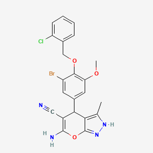 6-Amino-4-{3-bromo-4-[(2-chlorobenzyl)oxy]-5-methoxyphenyl}-3-methyl-1,4-dihydropyrano[2,3-c]pyrazole-5-carbonitrile