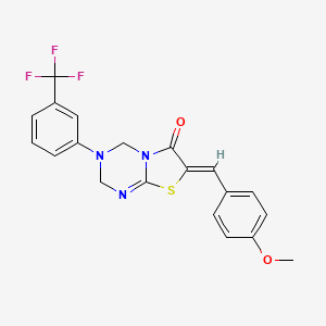 (7Z)-7-(4-methoxybenzylidene)-3-[3-(trifluoromethyl)phenyl]-3,4-dihydro-2H-[1,3]thiazolo[3,2-a][1,3,5]triazin-6(7H)-one