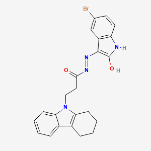 molecular formula C23H21BrN4O2 B11639777 N'-[(3Z)-5-bromo-2-oxo-1,2-dihydro-3H-indol-3-ylidene]-3-(1,2,3,4-tetrahydro-9H-carbazol-9-yl)propanehydrazide 