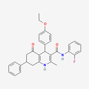 molecular formula C31H29FN2O3 B11639787 4-(4-Ethoxyphenyl)-N-(2-fluorophenyl)-2-methyl-5-oxo-7-phenyl-1,4,5,6,7,8-hexahydro-3-quinolinecarboxamide 