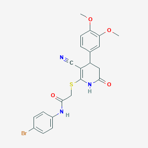 N-(4-bromophenyl)-2-{[3-cyano-4-(3,4-dimethoxyphenyl)-6-oxo-1,4,5,6-tetrahydropyridin-2-yl]sulfanyl}acetamide