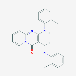 molecular formula C24H22N4O B11639832 9-Methyl-2-[(2-methylphenyl)amino]-3-[(E)-[(2-methylphenyl)imino]methyl]-4H-pyrido[1,2-A]pyrimidin-4-one 