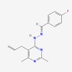 4-[(2E)-2-(4-fluorobenzylidene)hydrazinyl]-2,6-dimethyl-5-(prop-2-en-1-yl)pyrimidine