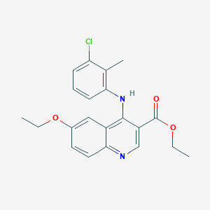 molecular formula C21H21ClN2O3 B11639865 Ethyl 4-[(3-chloro-2-methylphenyl)amino]-6-ethoxyquinoline-3-carboxylate 