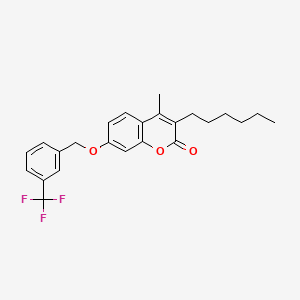 3-hexyl-4-methyl-7-{[3-(trifluoromethyl)benzyl]oxy}-2H-chromen-2-one