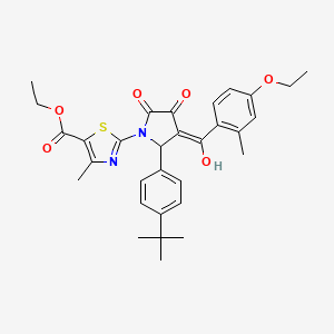 molecular formula C31H34N2O6S B11639905 ethyl 2-[2-(4-tert-butylphenyl)-3-(4-ethoxy-2-methylbenzoyl)-4-hydroxy-5-oxo-2,5-dihydro-1H-pyrrol-1-yl]-4-methyl-1,3-thiazole-5-carboxylate 