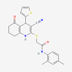 2-{[3-cyano-5-oxo-4-(thiophen-2-yl)-1,4,5,6,7,8-hexahydroquinolin-2-yl]sulfanyl}-N-(2,4-dimethylphenyl)acetamide