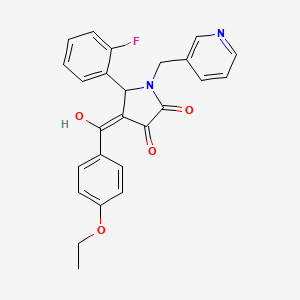 molecular formula C25H21FN2O4 B11639924 (4E)-4-[(4-ethoxyphenyl)(hydroxy)methylidene]-5-(2-fluorophenyl)-1-(pyridin-3-ylmethyl)pyrrolidine-2,3-dione 