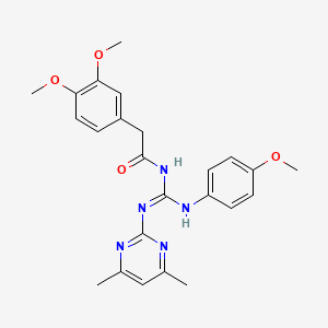 2-(3,4-Dimethoxyphenyl)-N-[(Z)-[(4,6-dimethylpyrimidin-2-YL)amino][(4-methoxyphenyl)amino]methylidene]acetamide