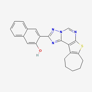 molecular formula C22H18N4OS B11639931 3-(9,10,11,12-Tetrahydro-8H-cyclohepta[4,5]thieno[3,2-E][1,2,4]triazolo[1,5-C]pyrimidin-2-YL)-2-naphthol 