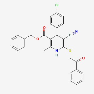 Benzyl 4-(4-chlorophenyl)-5-cyano-2-methyl-6-[(2-oxo-2-phenylethyl)sulfanyl]-1,4-dihydropyridine-3-carboxylate