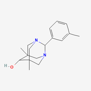 molecular formula C17H24N2O B11639942 5,7-Dimethyl-2-(3-methylphenyl)-1,3-diazatricyclo[3.3.1.1~3,7~]decan-6-ol 