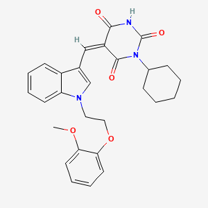 (5Z)-1-cyclohexyl-5-({1-[2-(2-methoxyphenoxy)ethyl]-1H-indol-3-yl}methylidene)pyrimidine-2,4,6(1H,3H,5H)-trione