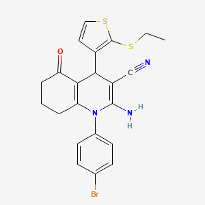 molecular formula C22H20BrN3OS2 B11639973 2-Amino-1-(4-bromophenyl)-4-[2-(ethylsulfanyl)-3-thienyl]-5-oxo-1,4,5,6,7,8-hexahydro-3-quinolinecarbonitrile CAS No. 476483-46-2