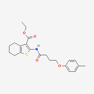 molecular formula C22H27NO4S B11639974 Ethyl 2-{[4-(4-methylphenoxy)butanoyl]amino}-4,5,6,7-tetrahydro-1-benzothiophene-3-carboxylate 