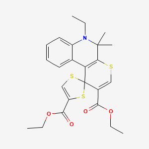 molecular formula C24H27NO4S3 B11639988 Diethyl 6'-ethyl-5',5'-dimethyl-5',6'-dihydrospiro[1,3-dithiole-2,1'-thiopyrano[2,3-c]quinoline]-2',4-dicarboxylate 