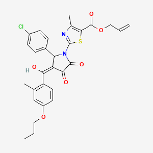 prop-2-en-1-yl 2-{2-(4-chlorophenyl)-4-hydroxy-3-[(2-methyl-4-propoxyphenyl)carbonyl]-5-oxo-2,5-dihydro-1H-pyrrol-1-yl}-4-methyl-1,3-thiazole-5-carboxylate