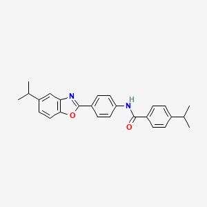 molecular formula C26H26N2O2 B11640003 4-(propan-2-yl)-N-{4-[5-(propan-2-yl)-1,3-benzoxazol-2-yl]phenyl}benzamide 