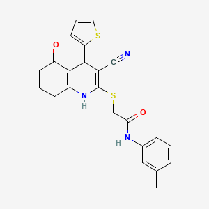 molecular formula C23H21N3O2S2 B11640036 2-{[3-cyano-5-hydroxy-4-(thiophen-2-yl)-4,6,7,8-tetrahydroquinolin-2-yl]sulfanyl}-N-(3-methylphenyl)acetamide 