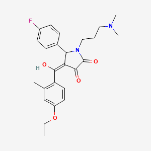 molecular formula C25H29FN2O4 B11640058 1-[3-(dimethylamino)propyl]-4-(4-ethoxy-2-methylbenzoyl)-5-(4-fluorophenyl)-3-hydroxy-2,5-dihydro-1H-pyrrol-2-one 