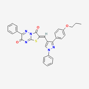 (2Z)-6-phenyl-2-{[1-phenyl-3-(4-propoxyphenyl)-1H-pyrazol-4-yl]methylene}-7H-[1,3]thiazolo[3,2-b][1,2,4]triazine-3,7(2H)-dione