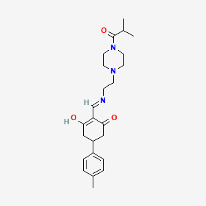 5-(4-Methylphenyl)-2-[({2-[4-(2-methylpropanoyl)piperazin-1-yl]ethyl}amino)methylidene]cyclohexane-1,3-dione