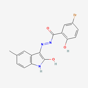 5-bromo-2-hydroxy-N'-[(3E)-5-methyl-2-oxo-1,2-dihydro-3H-indol-3-ylidene]benzohydrazide