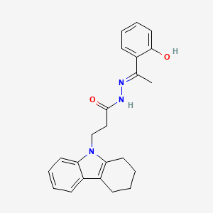 molecular formula C23H25N3O2 B11640142 N'-[(1E)-1-(2-hydroxyphenyl)ethylidene]-3-(1,2,3,4-tetrahydro-9H-carbazol-9-yl)propanehydrazide 