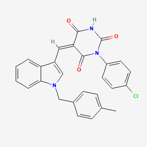 (5Z)-1-(4-chlorophenyl)-5-{[1-(4-methylbenzyl)-1H-indol-3-yl]methylidene}pyrimidine-2,4,6(1H,3H,5H)-trione